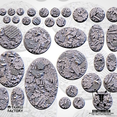 Ruined Factory Gestaltete strukturierte Bases Rund Oval für Tabletop Wargaming