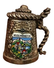 Vintage Souvenir 1" THIMBLE Miniature Beer Stein NEUSCHWANSTEIN CASTLE Germany