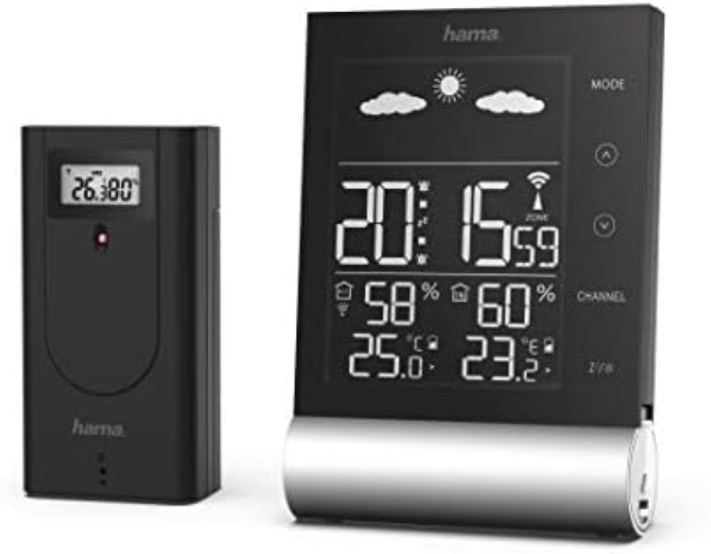 Stazione Meteo Hama Black Line: Display VA e Sensore Wireless 50m