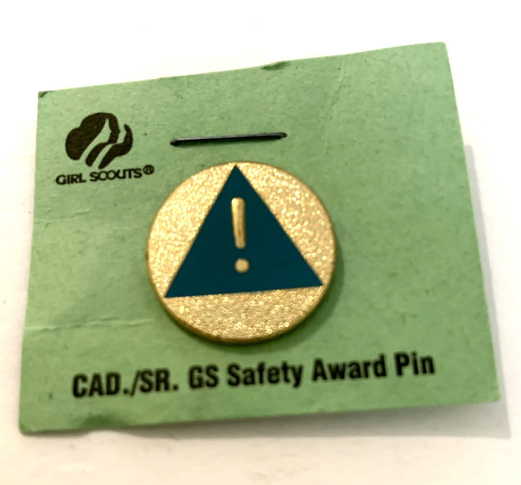 Rare Retired Girl Scout Cadette Senior Safety Award Pin Blue Triangle