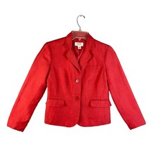 Talbots Petites Size 2 Blazer Silk Linen Blend Tomato Red Jacket Lightweight 2P