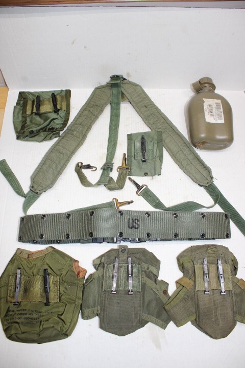 US Military Issue Alice Field Gear Belt Suspenders Ammo Pouches Canteen LARGE