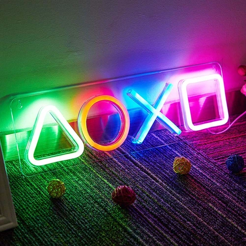 Game Button Icon Atmosphere*Neon Sign Light LED Wall Hanging Lamp USB Powered UK - Picture 1 of 10