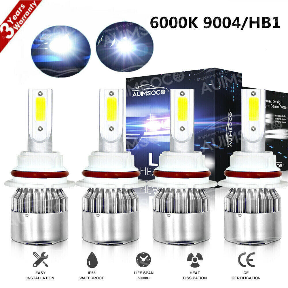 2pair 9004 LED Headlight Bulbs Car & Truck High&Low Dual Beam Kit 8000K White