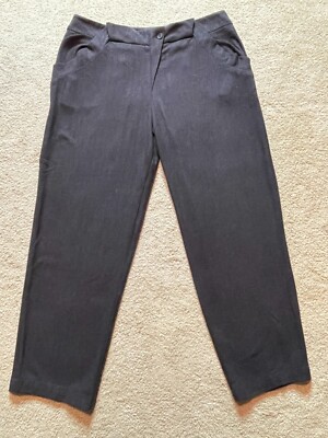 Lilith of France Thin Flannel Stretch Wool Relaxed Ankle Dress Pants Brown XL