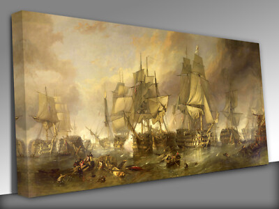 Die Schlacht von Trafalgar von William Clarkson Stanfield Leinwand Wandbild Kunstdruck