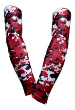 PAIR Maroon Black Digital Camo Arm Sleeves Football Baseball Basketball Gamer