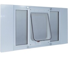 IDEAL PET PRODUCTS 23SWDCK White ALUMINUM SASH CHUBBYKAT FLAP PET DOOR MEDIUM