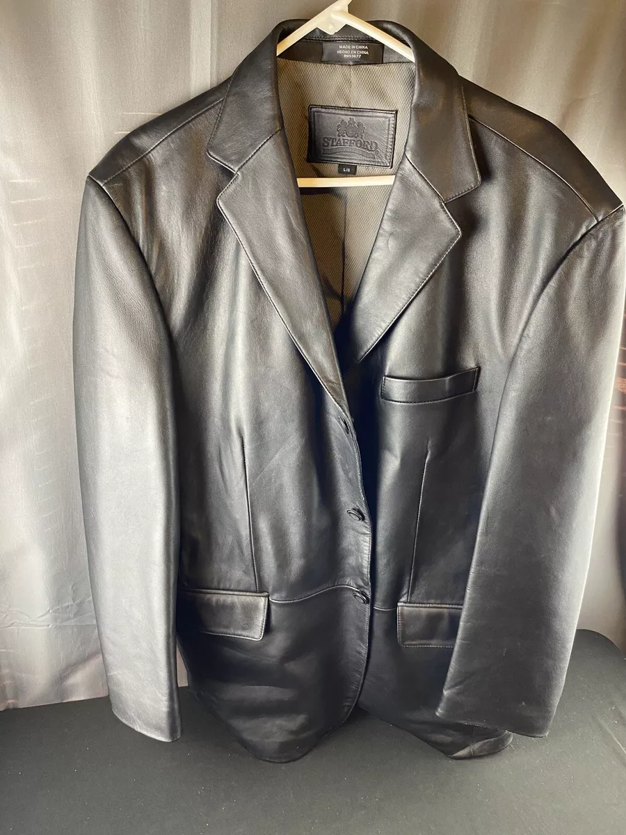 Men's Stafford Executive Leather Coat RN93677 ~ Large ~