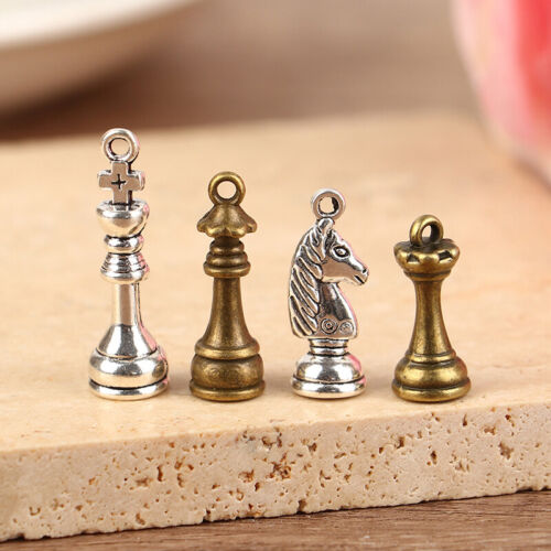 6pcs Charms Chess Knight Bishop Pawn Antique Pendant DIY Jewelry Accessories  - Picture 1 of 14