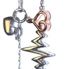 925 silver 14k Rose Gold Healthcare Heart Beat diamond .20ct necklace medical — photo 6