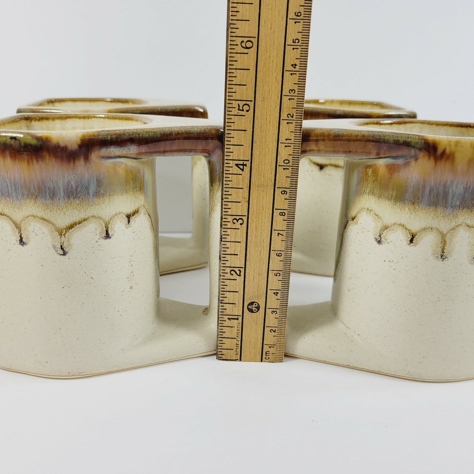 Padilla Mexico Coffee Mugs Tea Cups Earth Stoneware Drip Glaze Set Of 4