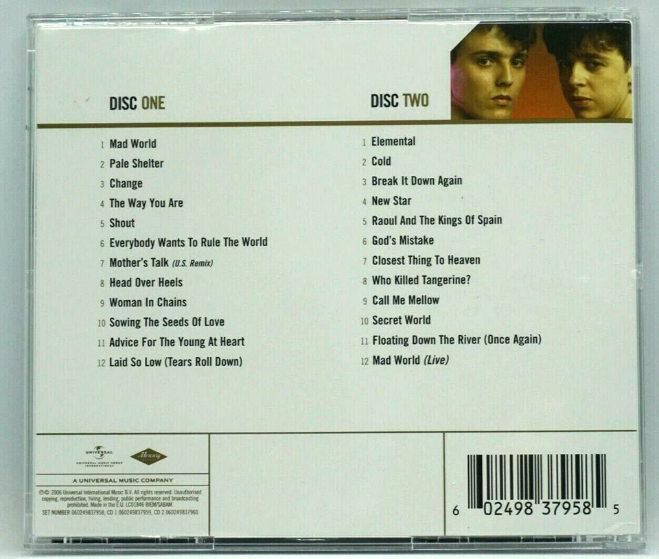 Tears For Fears : GOLD (Best of) 2CD Album - Kurt Smith - Roland Orzabal - HTF - Image 2 of 4