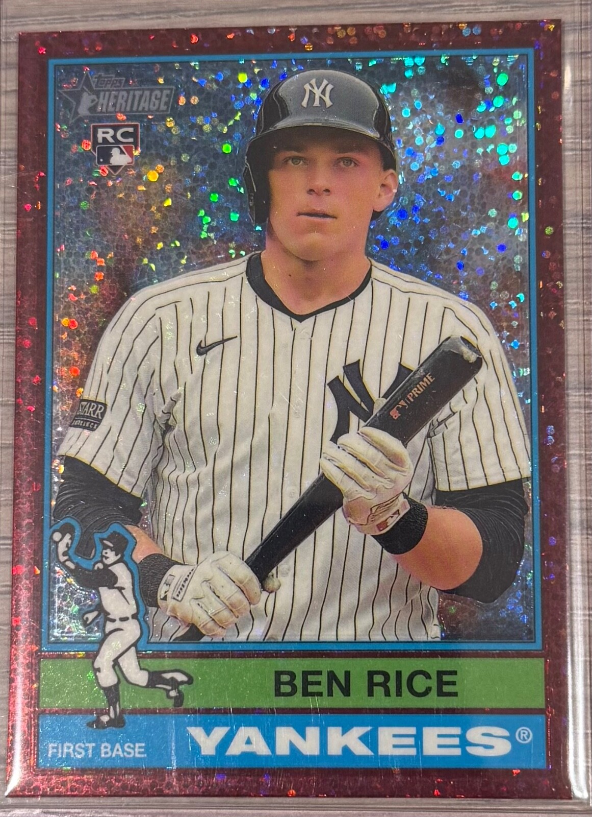 2025 Topps Heritage - SP Ben Rice #406 Chrome Burgundy Sparkle...