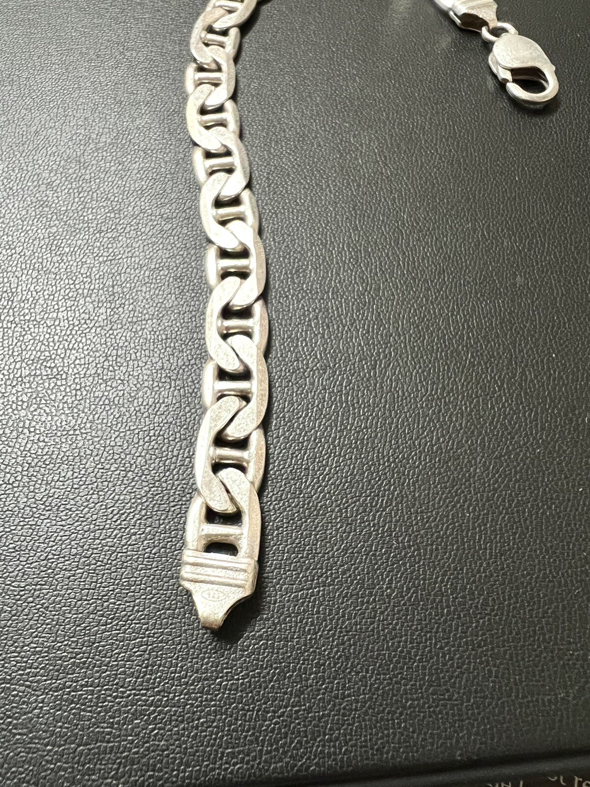 925 solid Sterling silver link Bracelet 8.5" Matt… - image 7