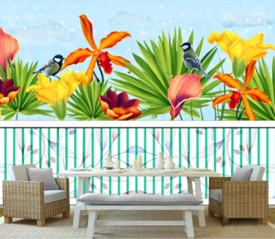 3D Orange Flower KEP4706 Wallpaper Mural Self-adhesive Removable Sticker Kay