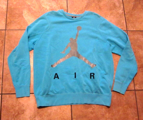 Air Jordan, Air Jordan Retro Men's XL Blue Crew Sweat Shirt Long Sleeve