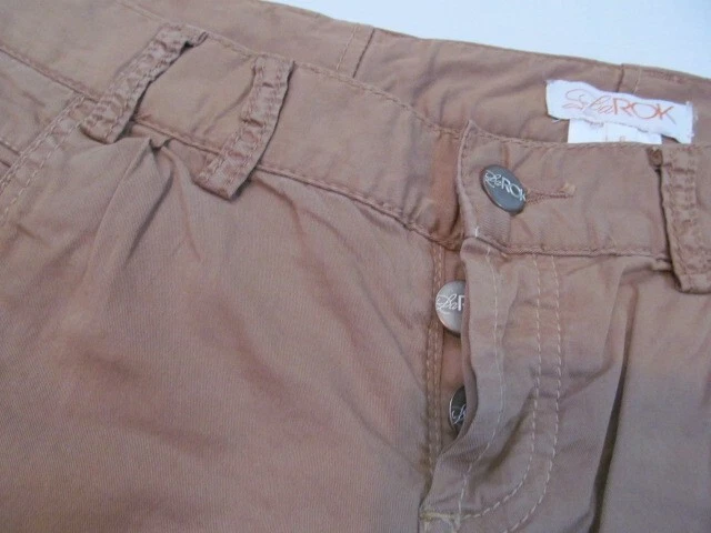 Nuevo LaRok Pantalones Cortos Carga Multi Bolsillo Cordón Pierna Corbata Marrón Botón Talla 6 Foto 3 de 4