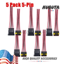 5-Pin Way Car Waterproof Male Female Electrical 18AWG Wire Connector Plug 5 Sets