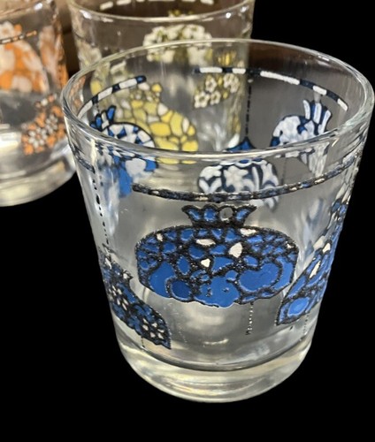 SET OF 4 VINTAGE BOURBON WHISKEY OR WATER GLASS FAUX STAINED GLASS LIGHT FIXTURE - Picture 2 of 7