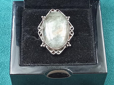Sterling Silver Ring w. Oval Cabochon Labradorite Setting: Size 7.5
