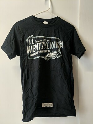 PHILADELPHIA EAGLES black shirt S #11 Carson Wentz Wentzylvania winning  bag361