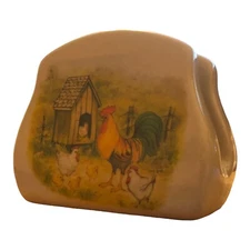 Hermitage Pottery Chickens Rooster Stoneware Napkin Holder Farmhouse Décor 2000 