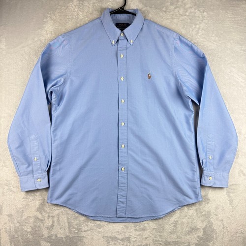 Polo Ralph Lauren Shirt Mens Large Blue Flesh Pony Long Sleeve Button Down - Picture 2 of 8