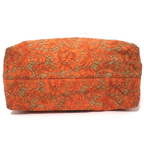 Valentino Glam Reversible Lace Tote Orange/Tan Large Crossbody Shoulder Bag - Bild 11 von 14