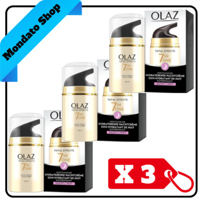OLAY TOTAL EFFECT 7IN1 NACHTCREME 15ml FEUCHTIGKEITSSPENDENDE STRAFFENDE HAUTPFLEGE (X3)