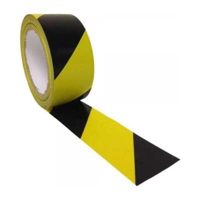 PVC Hazard Warning Tape Roll Self Adhesive Floor Warehouse Work 50mm x 33m ***