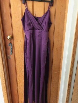teatro purple satin jumpsuit with belt wide leg sleeveless uk 6 12 14 bnwt