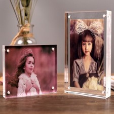 Sleek and Sturdy Clear Acrylic Photo Frame Display Stand with Magnet Closure