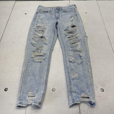 American Eagle Outfitters Mom Jeans Womens 6 Blue High Rise Distressed Denim