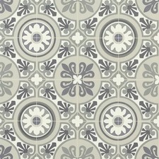 Grey & Green Vinyl Flooring Patterned Moroccan Tile Effect Cushioned Lino Roll