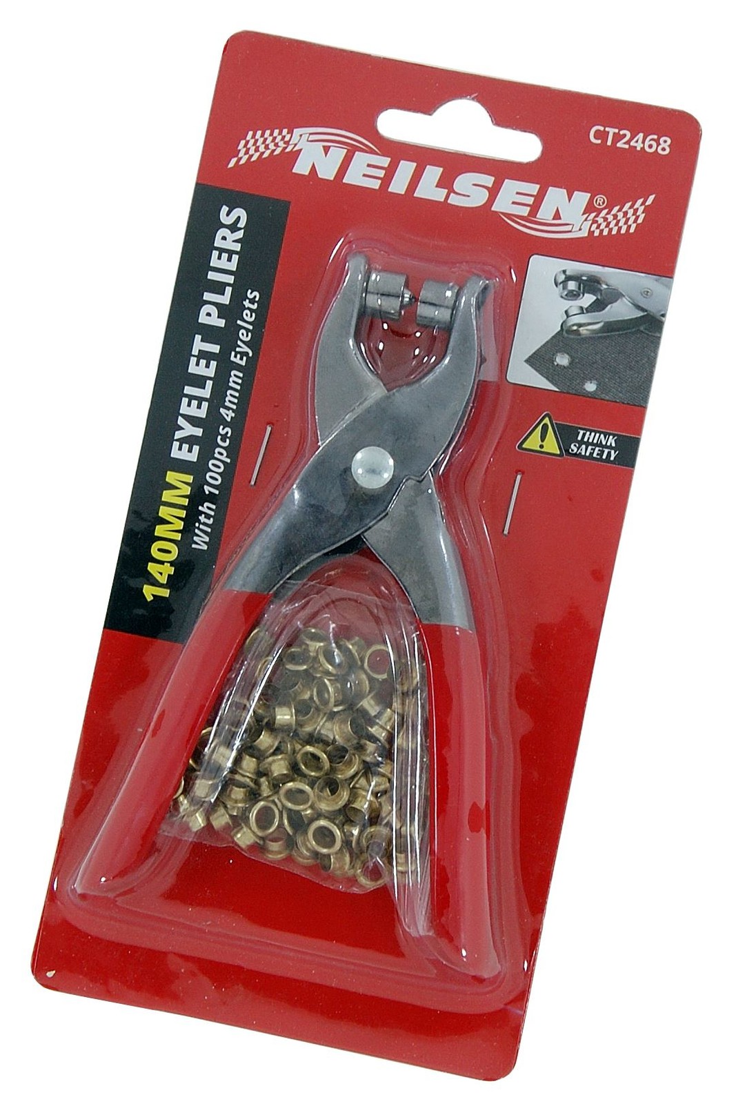 Eyelet Plier Punch Hole Maker - Leather Craft Kit With 100 4mm Brass Eyelets