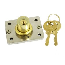 Brass Tone Metal Cylinder Security Tapered Lock Door Drawer w Two