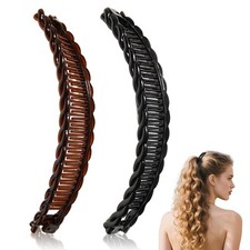 2Pcs Banana Hair Clips for Thick Curly 1 Count Pack of 2 , Black And Brown