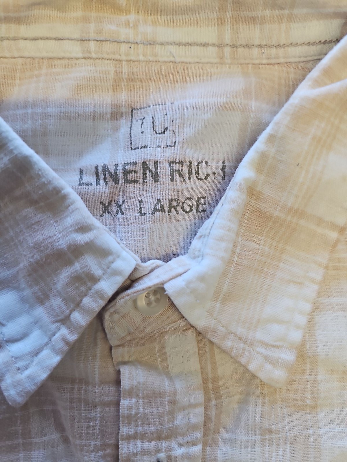 Tu Linen Rich Beige Check Short Sleeve Shirt XXL AA918 image 2