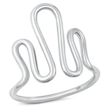 High Polished Abstract Freeform Ring New .925 Sterling Silver Band Sizes 5-11