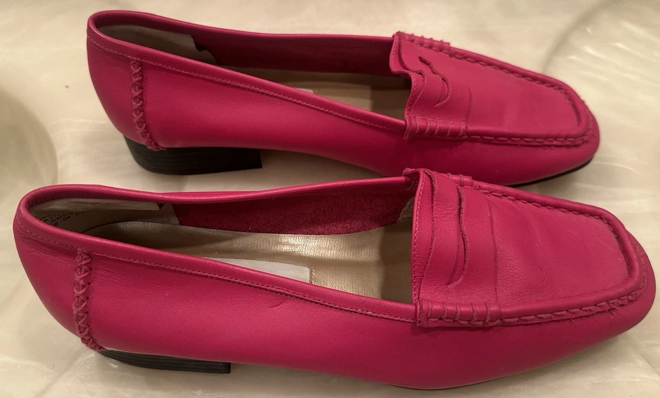 Annie Leather Penny Loafers Pink Women’s 7M Slip On Moc Style Flats - image 2 of 4