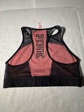 Pre Owned Excellent Victoria  s Secret PINK Sports Bra Sheer Coral Salmon Sz L
