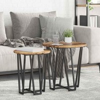 Beistelltisch 2Er Set Aus Altholz, Beschichtetem Holz Und Metall