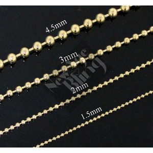 Authentic Ball Chain Dog Tag Bead Gold Plated Necklace Link 1.5/2/3/4.5mm
