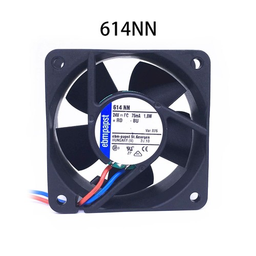 New Ebmpaps Axial flow Fan 60x60x25MM 614NN 24VDC 75mA 1.8W 40m3/h Server Fan - 第 1/3 張圖片