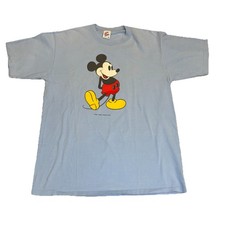 Disney Mickey Mouse 90s Vintage Blue Sz XL Shirt Jerzees USA Made Read