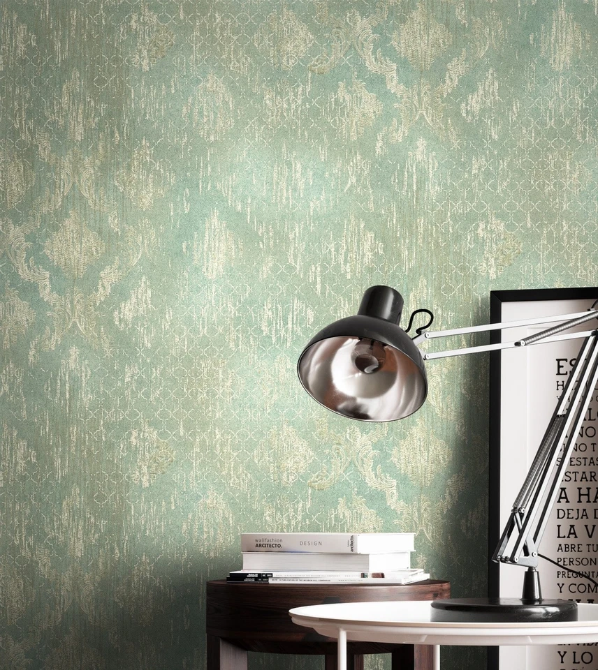 Tapete Vliestapete Grün Ornamente Metallic  Glanztapete Mustertapete - Bild 4 von 4