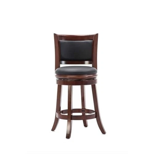 Augusta Swivel Bar Stool Black Cherry Faux Leather Counter Height Chair - Image 4 of 4