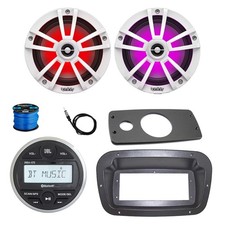 JBL Marine Radio, Spa Bezel, Adapter, 2x 6.5" 225W LED White Speakers w/ANT,Wire