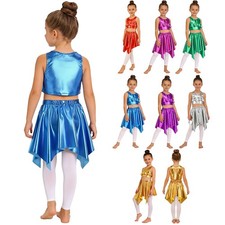 Boys Dancewear Disco Outfits School Show Set Festival Metallic Modern Crop Top
